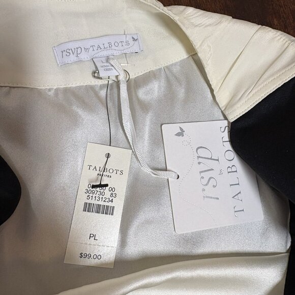 NWT Talbots Silk Sleeveless Blouse Top L Petite Bow‎ Romantic Career Colorblock - Picture 3 of 7